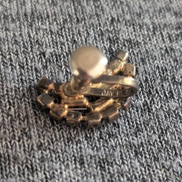 Vintage Jay Flex Rhinestone/Aurora Borealis Crescent Moon Earrings, Scre… - Picture 3 of 3